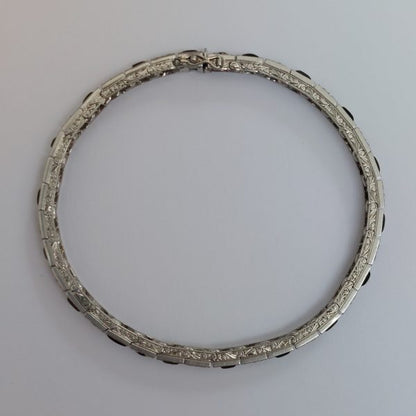 Antique Art Deco Onyx and Diamond Platinum Line Bracelet
