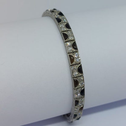 Antique Art Deco Onyx and Diamond Platinum Line Bracelet