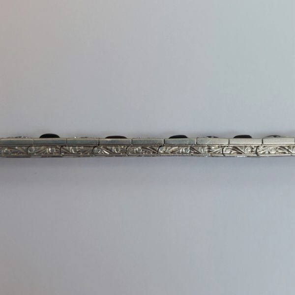 Antique Art Deco Onyx and Diamond Platinum Line Bracelet