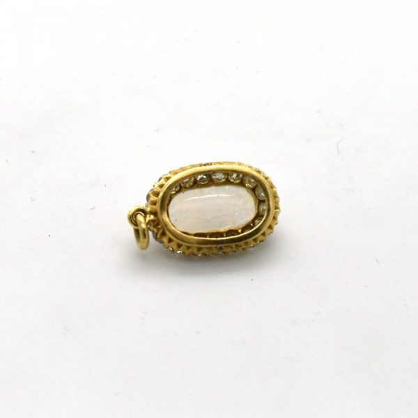 Antique Art Deco Opal & Diamond Cluster Pendant