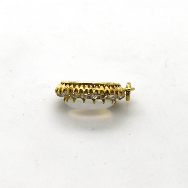 Antique Art Deco Opal & Diamond Cluster Pendant