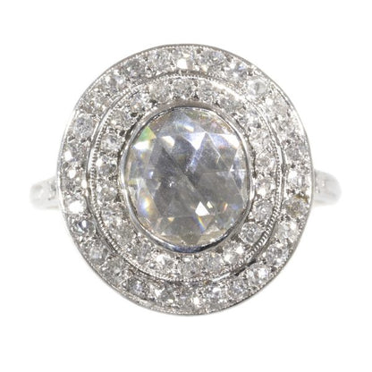 Antique Art Deco Rose Cut Diamond Platinum Ring