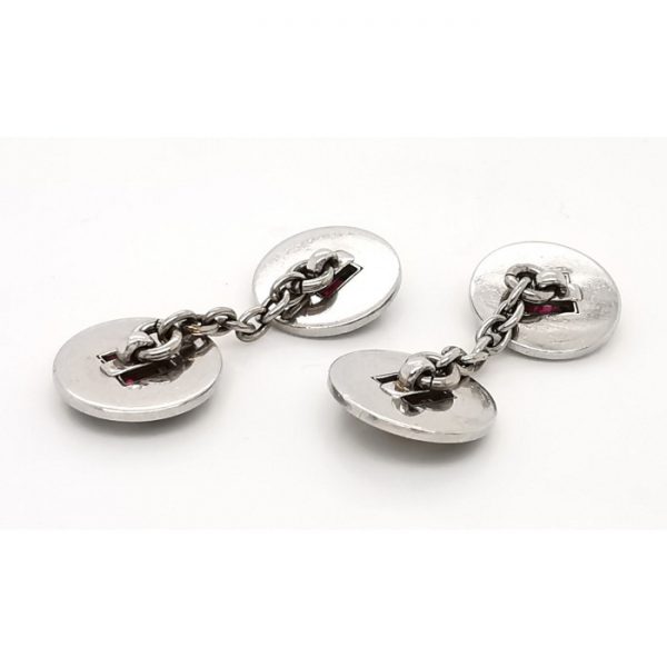 Antique Art Deco Ruby & Black Onyx Platinum Cufflinks