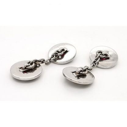 Antique Art Deco Ruby & Black Onyx Platinum Cufflinks