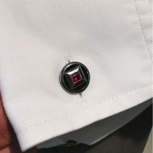 Antique Art Deco Ruby & Black Onyx Platinum Cufflinks