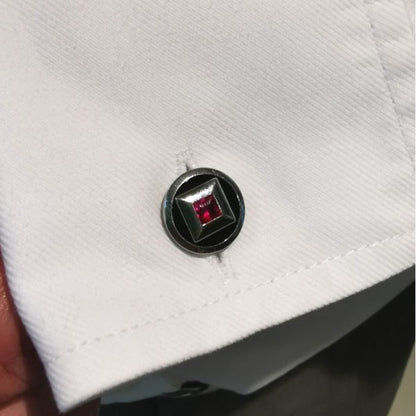 Antique Art Deco Ruby & Black Onyx Platinum Cufflinks