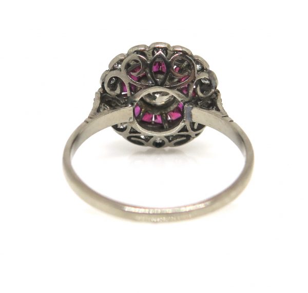 Antique Art Deco Ruby and Diamond Target Ring