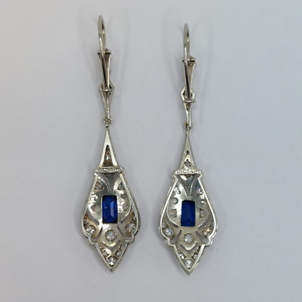 Antique Art Deco Sapphire & Diamond Earrings
