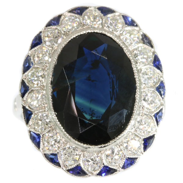 Antique Art Deco Sapphire Diamond Platinum Ring