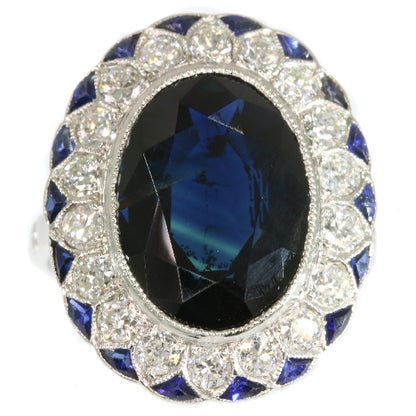 Antique Art Deco Sapphire Diamond Platinum Ring