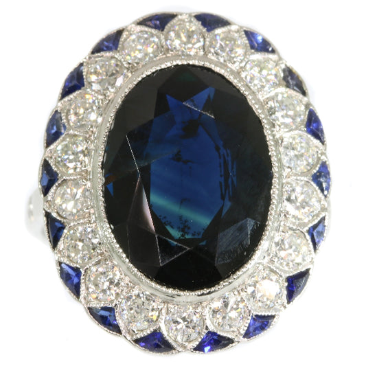Antique Art Deco Sapphire Diamond Platinum Ring