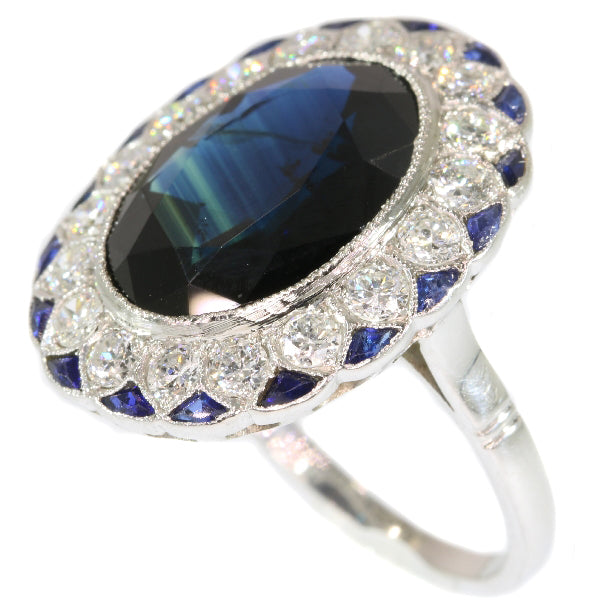 Antique Art Deco Sapphire Diamond Platinum Ring