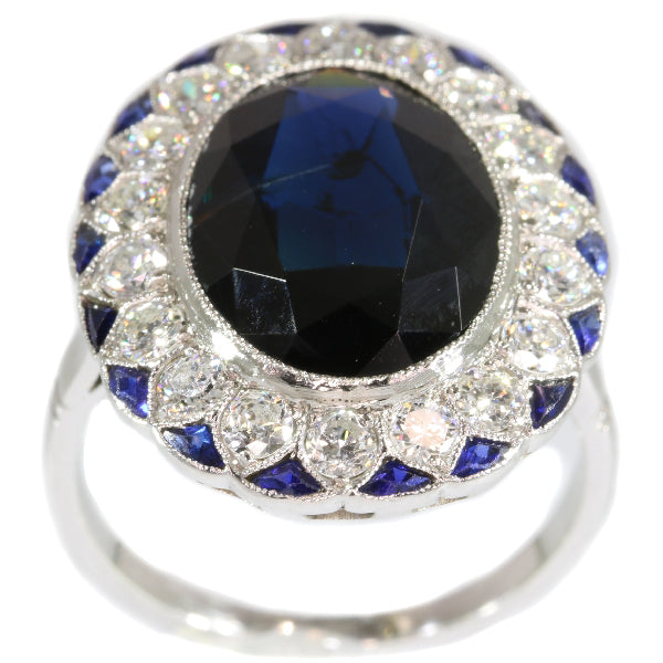 Antique Art Deco Sapphire Diamond Platinum Ring
