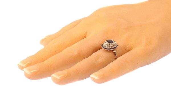 Antique Art Deco Sapphire Diamond Target Ring