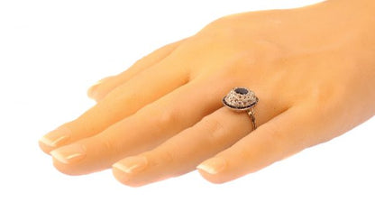 Antique Art Deco Sapphire Diamond Target Ring