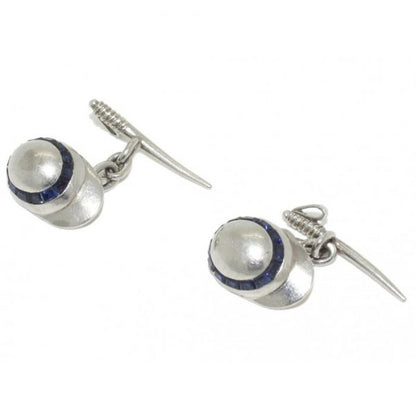 Antique Art Deco Sapphire & Platinum Jockey Cufflinks