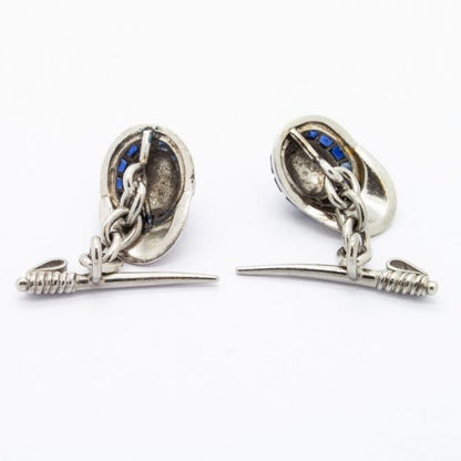 Antique Art Deco Sapphire & Platinum Jockey Cufflinks