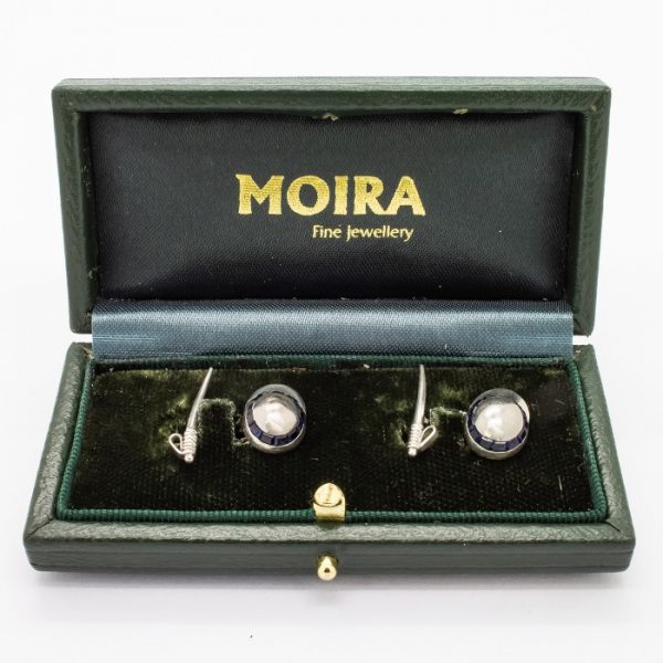 Antique Art Deco Sapphire & Platinum Jockey Cufflinks