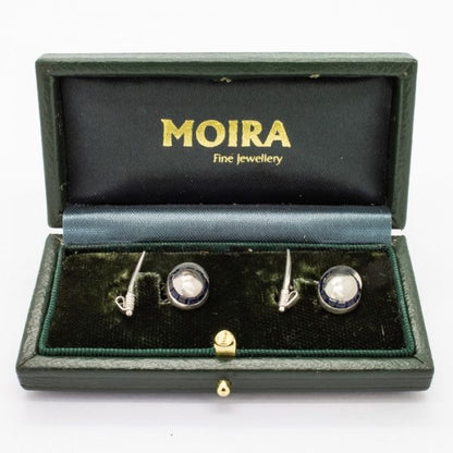 Antique Art Deco Sapphire & Platinum Jockey Cufflinks