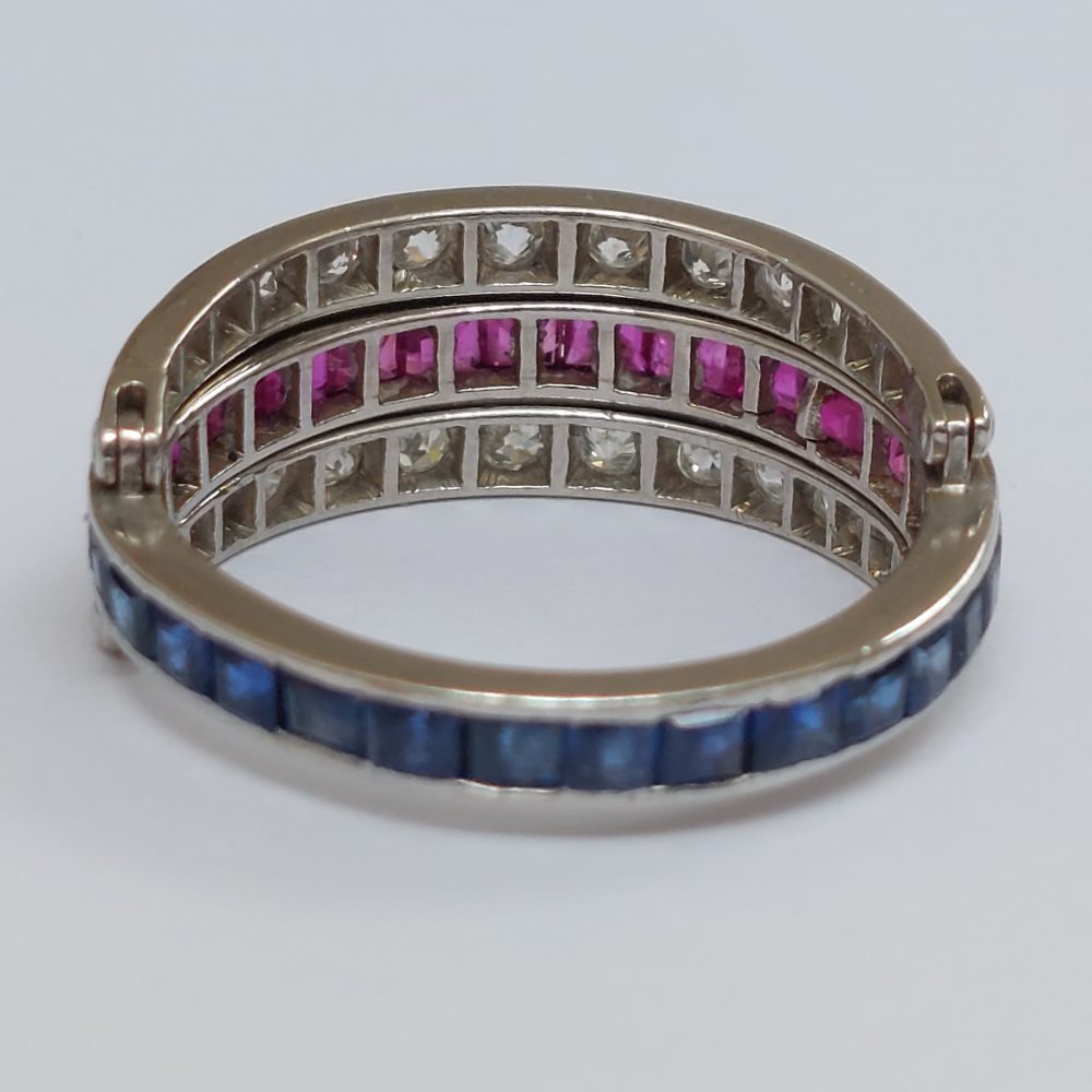 Antique Art Deco Sapphire Ruby and Diamond Swivel Eternity Ring