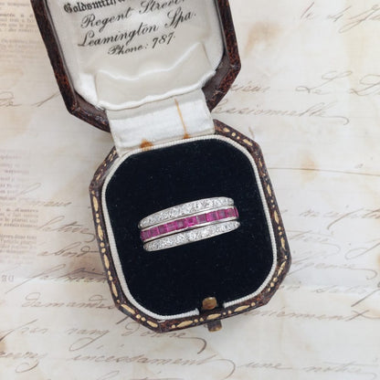 Antique Art Deco Sapphire Ruby and Diamond Swivel Eternity Ring