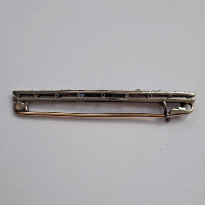 Antique Art Deco Sapphire and Diamond Bar Brooch