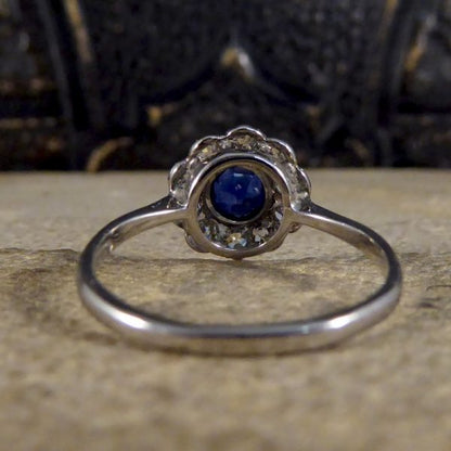 Antique Art Deco Sapphire and Diamond Cluster ring