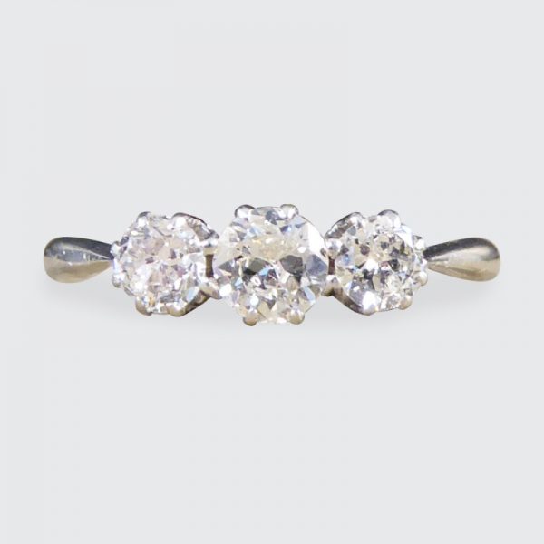 Antique Art Deco Three Stone 0.65ct Diamond Ring