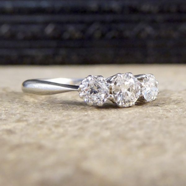 Antique Art Deco Three Stone 0.65ct Diamond Ring