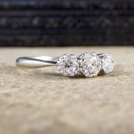 Antique Art Deco Three Stone 0.65ct Diamond Ring