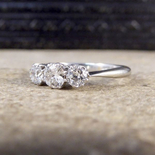 Antique Art Deco Three Stone 0.65ct Diamond Ring