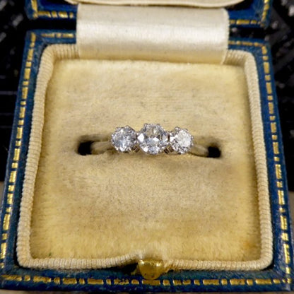 Antique Art Deco Three Stone 0.65ct Diamond Ring