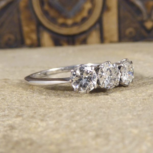 Antique Art Deco Three Stone Diamond Engagement Ring, 1.20 carats