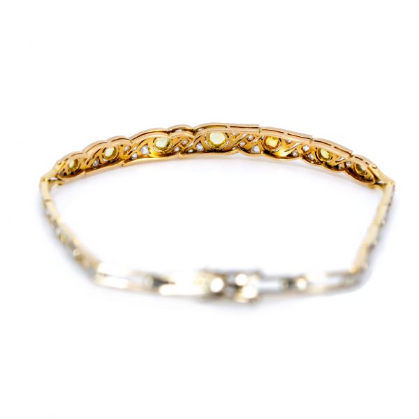 Antique Art Deco Yellow Sapphire and Diamond Bracelet