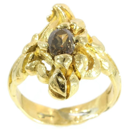 Antique Art Nouveau Diamond Flower Ring