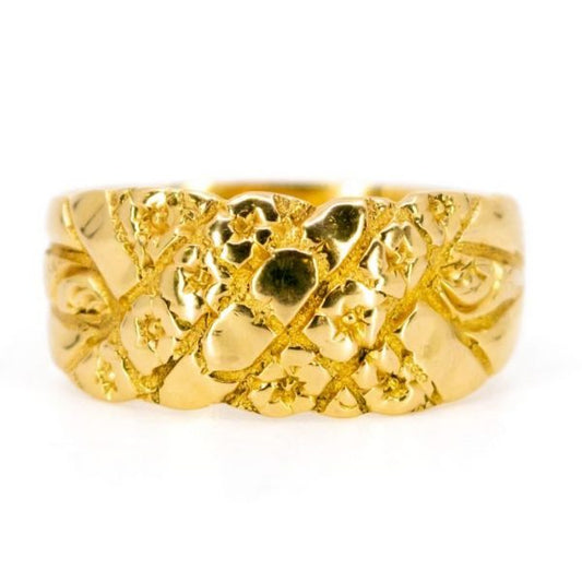 Antique Art Nouveau Floral Gold Band Ring