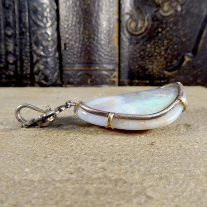 Antique Arts and Crafts Opal Pearl and Enamel Pendant