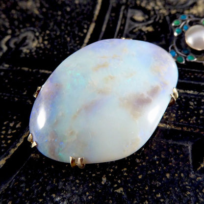 Antique Arts and Crafts Opal Pearl and Enamel Pendant