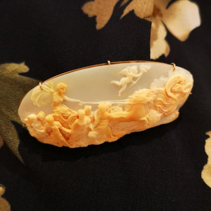 Antique Aurora and Apollo Shell Cameo Brooch