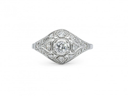 Antique Belle Epoque Diamond Platinum Ring