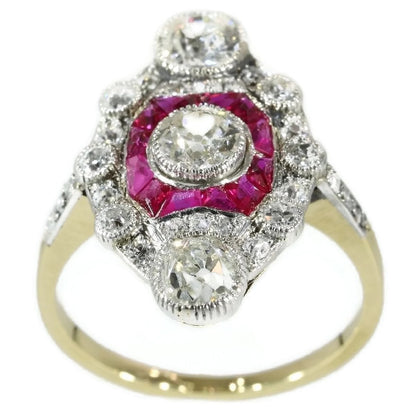 Antique Belle Epoque Diamond Ruby Ring