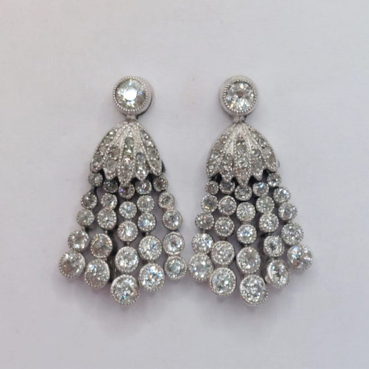 Antique Belle Epoque Diamond Tassel Earrings