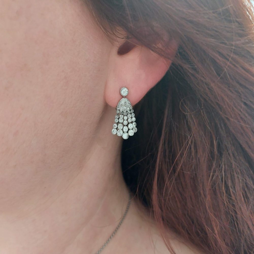 Antique Belle Epoque Diamond Tassel Earrings