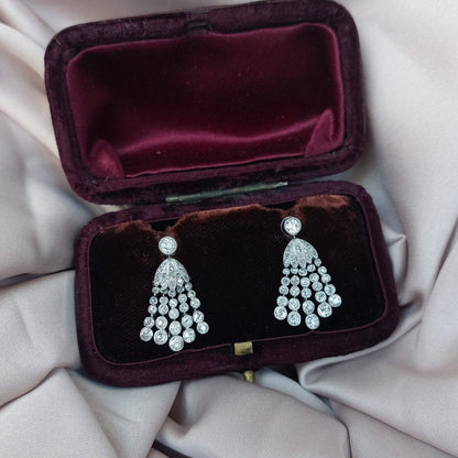 Antique Belle Epoque Diamond Tassel Earrings