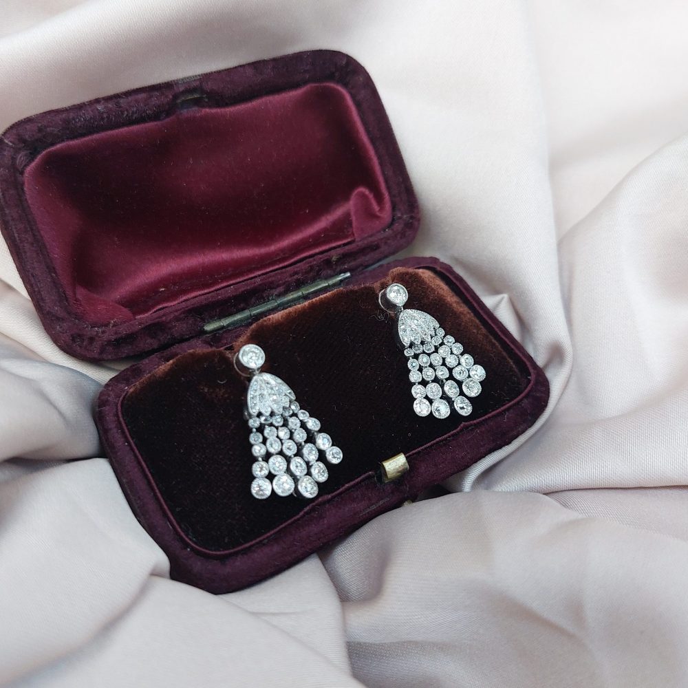 Antique Belle Epoque Diamond Tassel Earrings