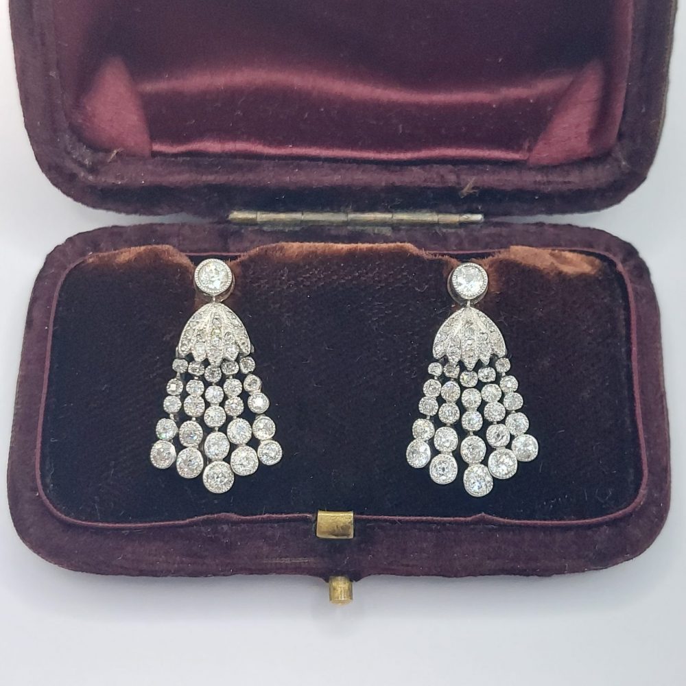 Antique Belle Epoque Diamond Tassel Earrings