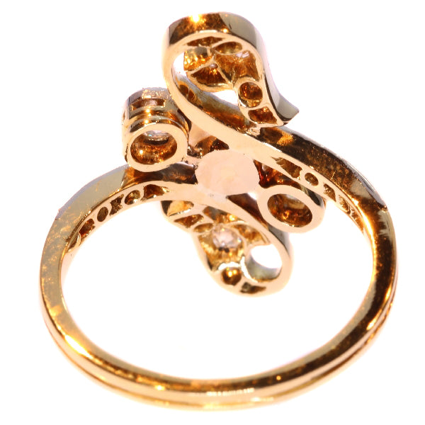 Antique Belle Époque Diamond Pearl Ring