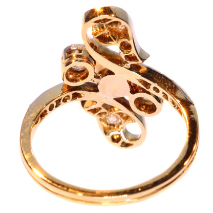 Antique Belle Époque Diamond Pearl Ring