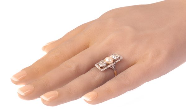 Antique Belle Époque Pearl Diamond Ring