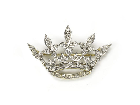 Antique Edwardian Diamond Crown Brooch